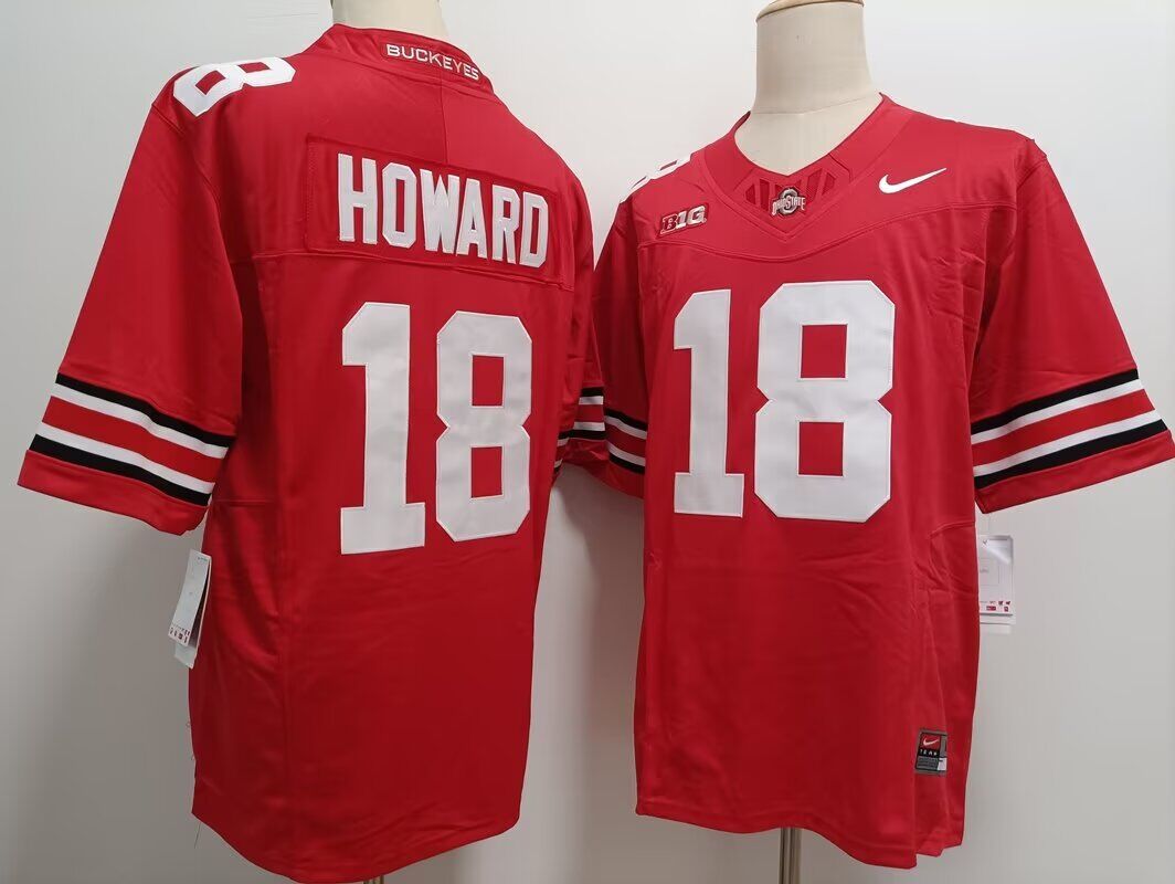 Men Ohio State Buckeyes #18 Will Howard red 2024 NCAA Nike jersey